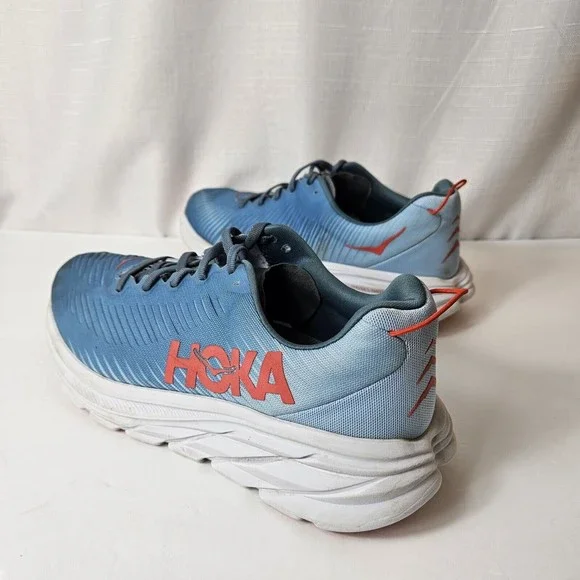 HOKA One One Rincon 3 Trail Shoe Mens 10 D, Blue Orange White Sneaker Walking - Picture 14 of 14